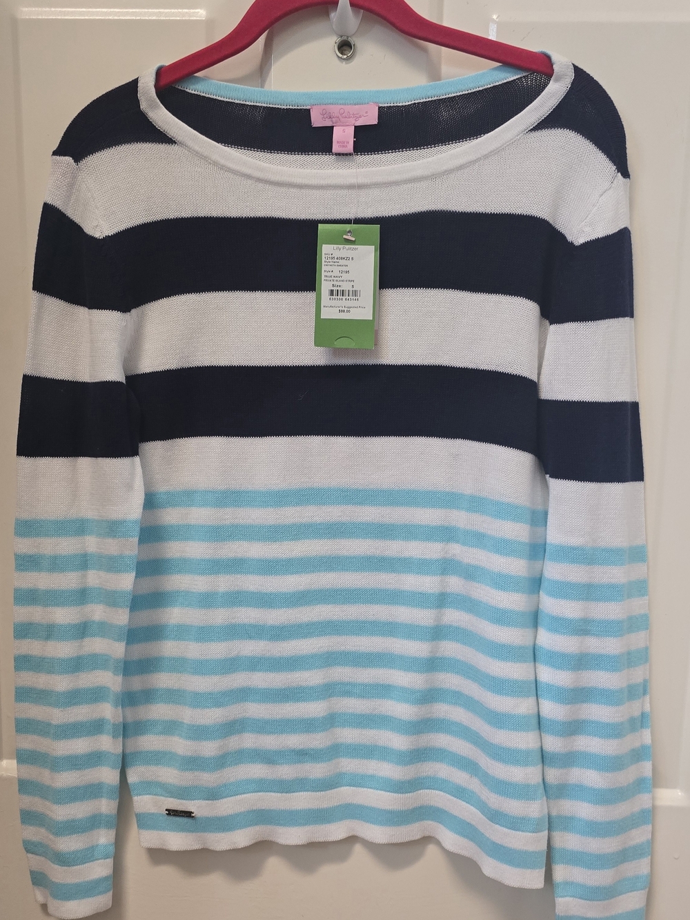 Lilly Pulitzer Women’s Striped Navy and Light Blue Sweater NWT Size S